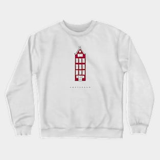 Red Old Amsterdam House, Netherlands. Realistic Drawing. Crewneck Sweatshirt